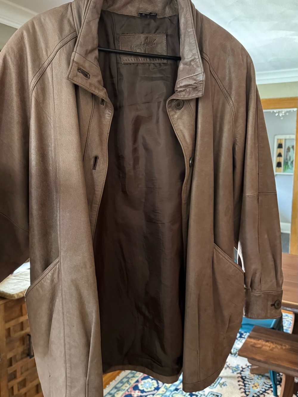 Jacqueline Ferrar Brown Leather Trench Coat